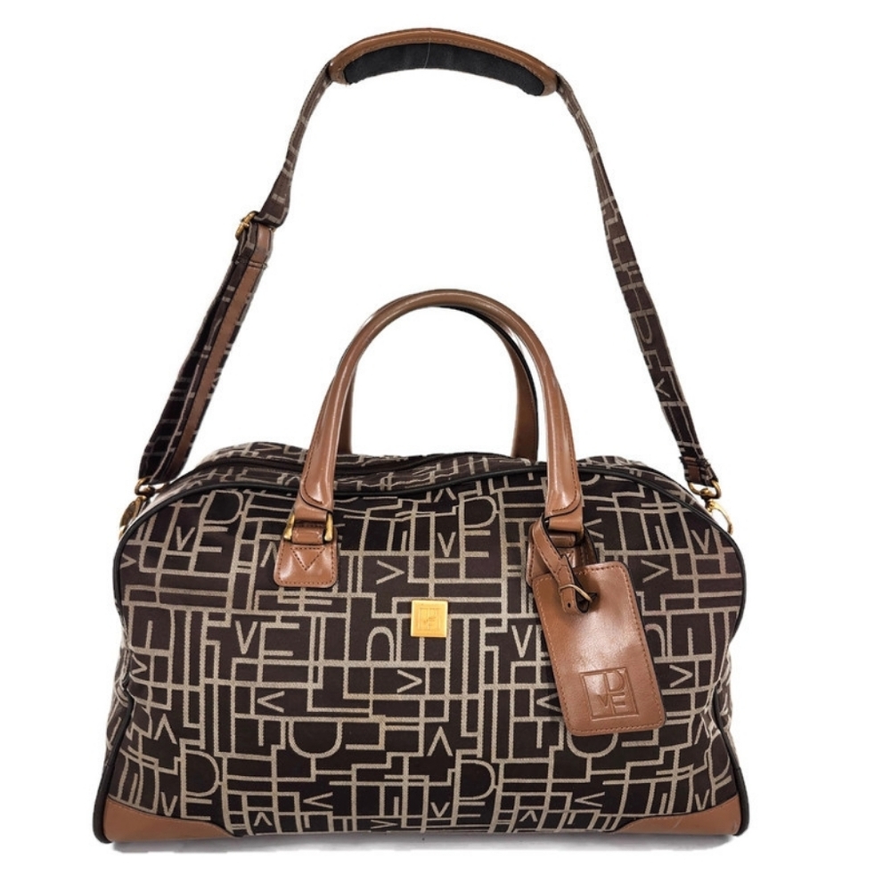Diane Von Furstenberg Vintage Brown Canvas & Tan Leather Monogram Travel Bag